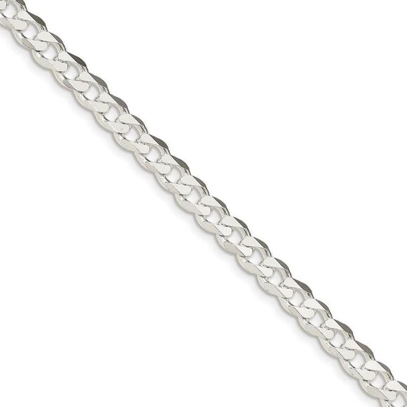 Men's 7mm Sterling Silver Solid Flat Curb Chain Bracelet 9 Inch